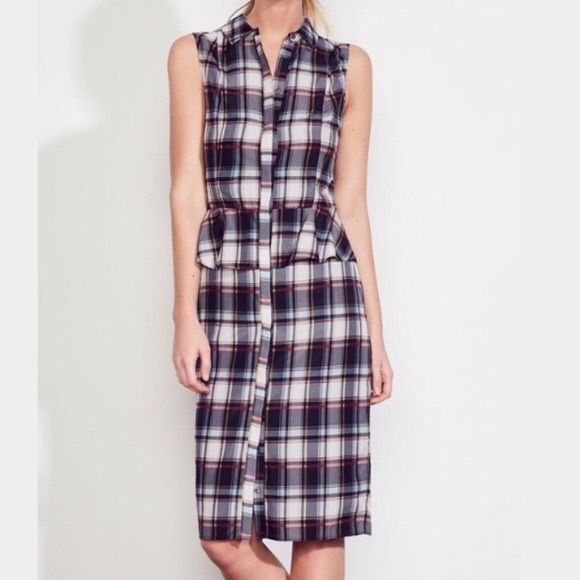 Ali & Jay Sleeveless Plaid Button Down Dress With Peplum Detail, Size M - Picture 1 of 12